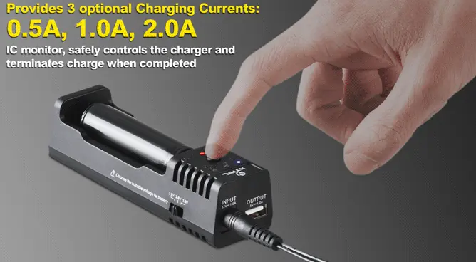 Permet de choisir parmi 3 courants de charge - Crédit : xtarlight.com Modes de la Xtar SP1