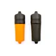 fireSLEEVE orange et noir, capuchon en place, vus de face sur fond blanc