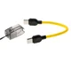 Cordon de charge USB-C vers USB-C tressé jaune et son support de dragonne transparent